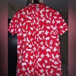 Hang Ten vintage mens California Bear short sleeve mens button up shirt